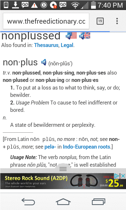 definition nonplussed