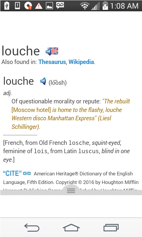 definition louche phone