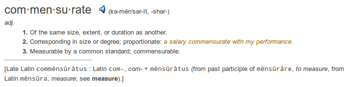 definition commensurate