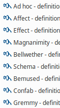 list of definitions