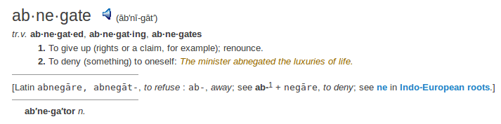    definition abnegate