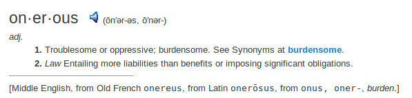    definition onerous	