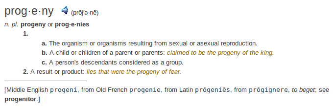    definition progeny