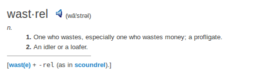    definition wastrel