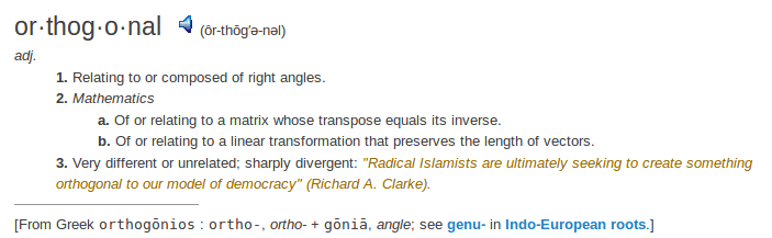    definition orthogonal