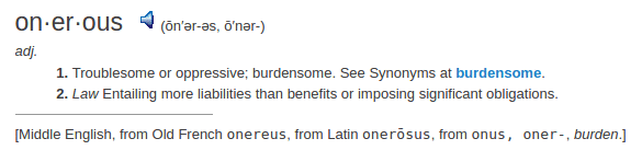 definition onerous definition onerous