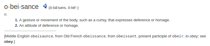    definition obeisance	