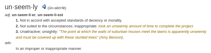    definition unseemly	