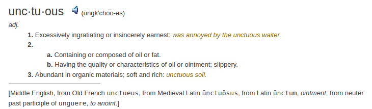 definition unctuous