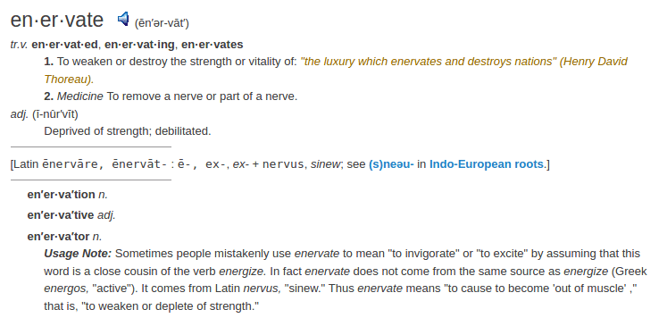 definition enervate