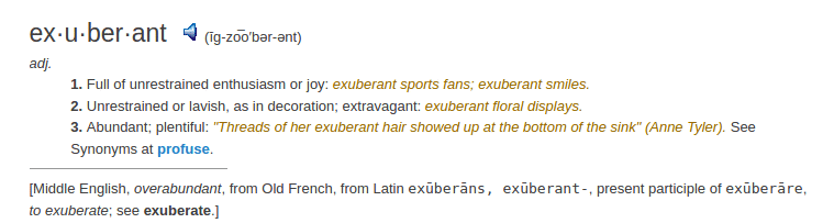 definition exuberant definition exuberant
