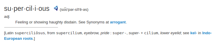 definition supercilious