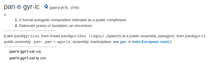 definition panegyric