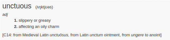 definition unctious