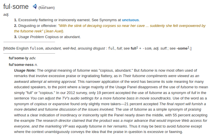 definition fulsome