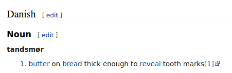 definition tandsmoer tooth mark amount butter