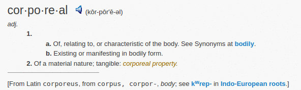 definition corporeal definition corporeal