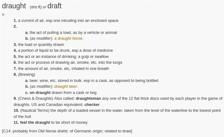 definition draught