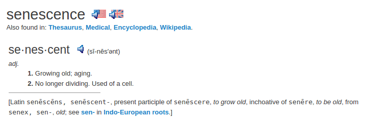 definition senescence definition senescence