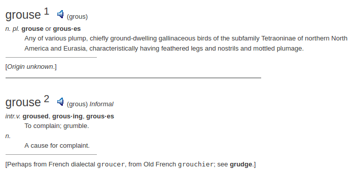 definition grouse