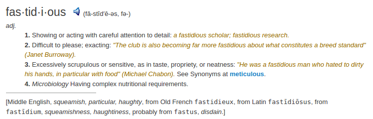 definition fastidious