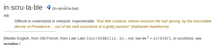 definition inscrutable