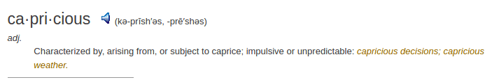 definition capricious
