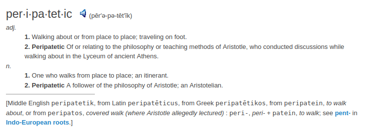 definition peripatetic