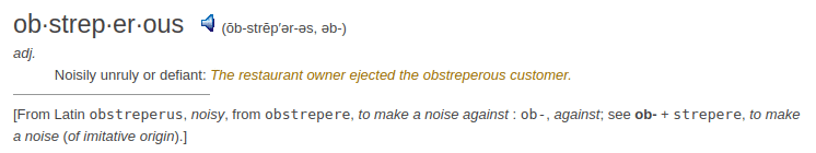 definition obstreperous