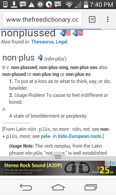 definition nonplussed