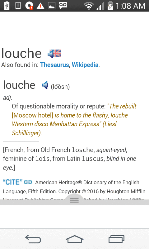 definition louche phone