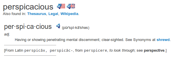 definition perspicacious