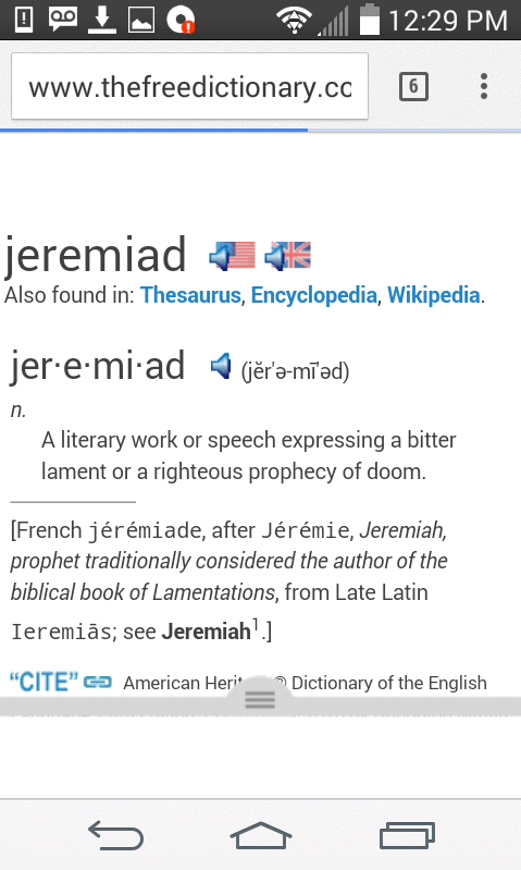 definition jeremiad