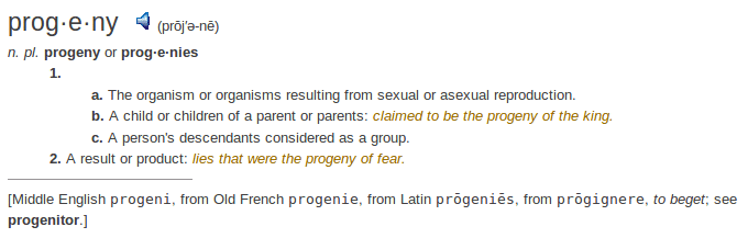    definition progeny