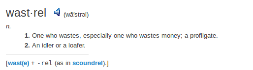    definition wastrel