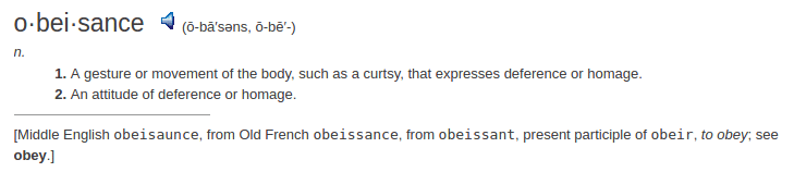    definition obeisance	