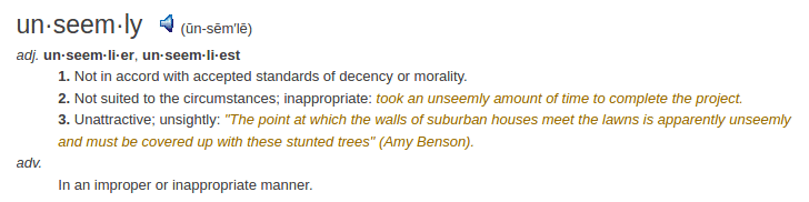    definition unseemly	