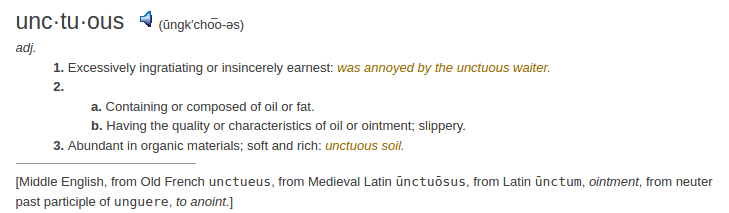 definition unctuous