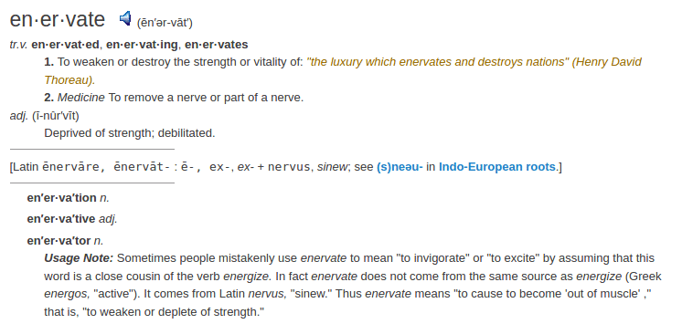 definition enervate