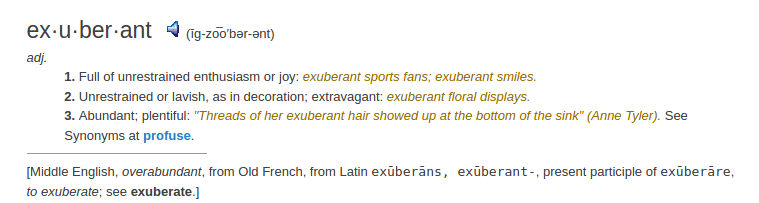 definition exuberant