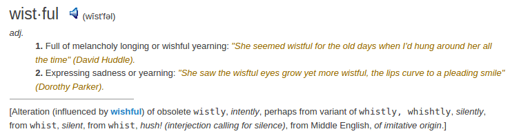 definition wistful